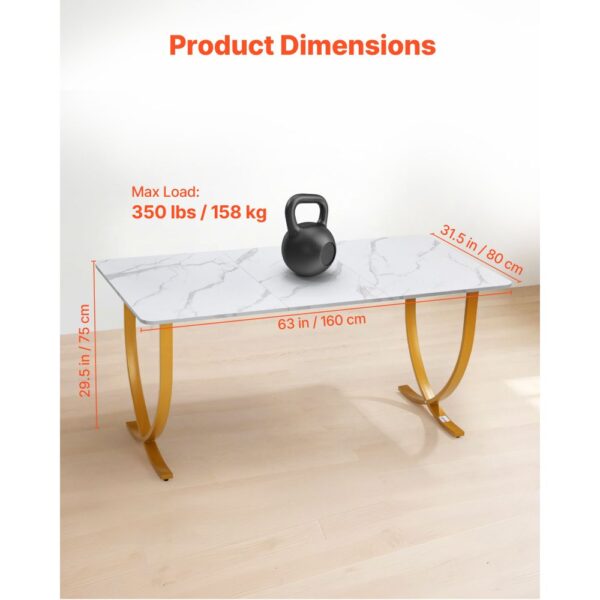 VEVOR Computertisch Bürotisch Schreibtisch (160 x 80 cm Tischplatte), Weiß Gold – Bild 3