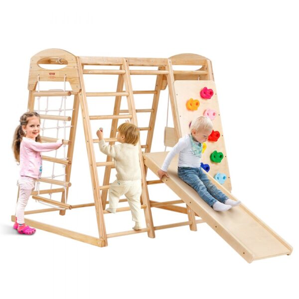 VEVOR Indoor Klettergerüst 7 in 1 Spielplatz für Kleinkinder, 120 x 109 x 121 cm