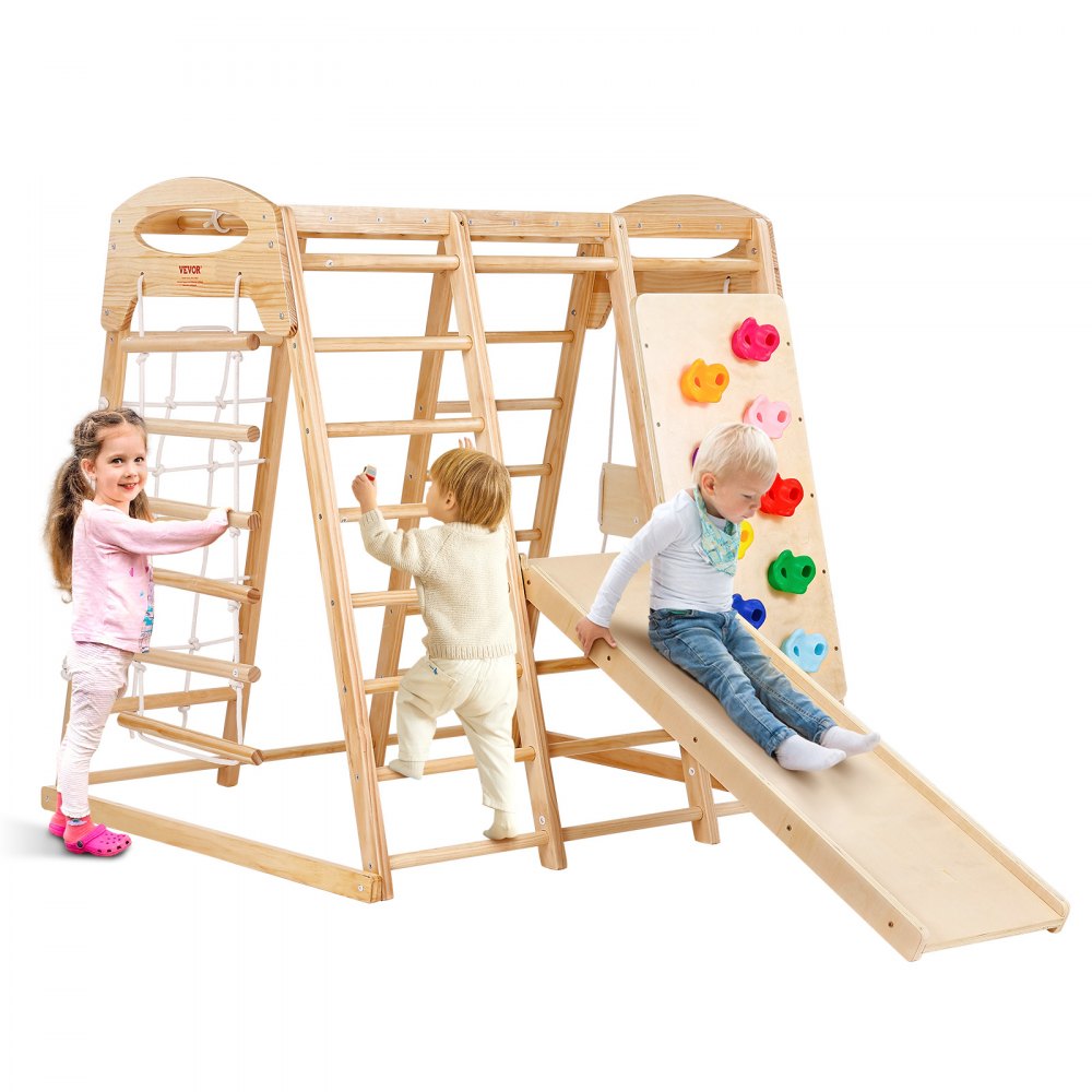 VEVOR Indoor Klettergerüst 7 in 1 Spielplatz für Kleinkinder, 120 x 109 x 121 cm