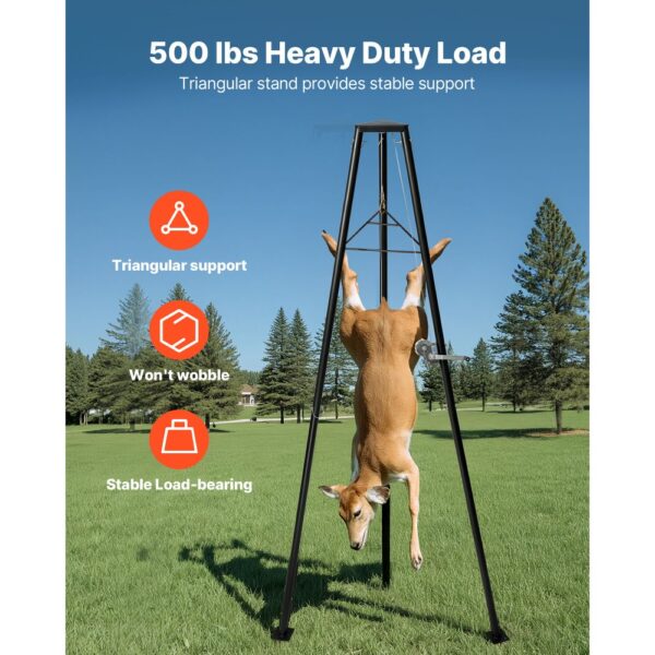 VEVOR Game Hoist, 227 kg Tragkraft, Jagd-Wildhebezeug mit Seilwinde und Gambrel, 1300 x 1100 x 2750 mm – Bild 2