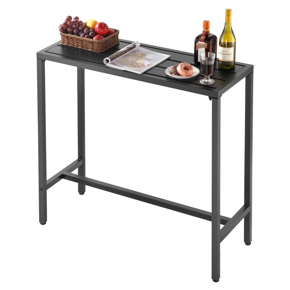 VEVOR Bartisch, 1000 x 375 x 980 mm, Stehtisch mit Metallgestell, rechteckige Esstische