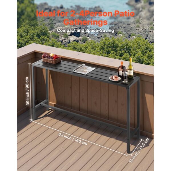 VEVOR Bartisch, 1600 x 375 x 980 mm, Stehtisch mit Metallgestell, rechteckige Esstische – Bild 2