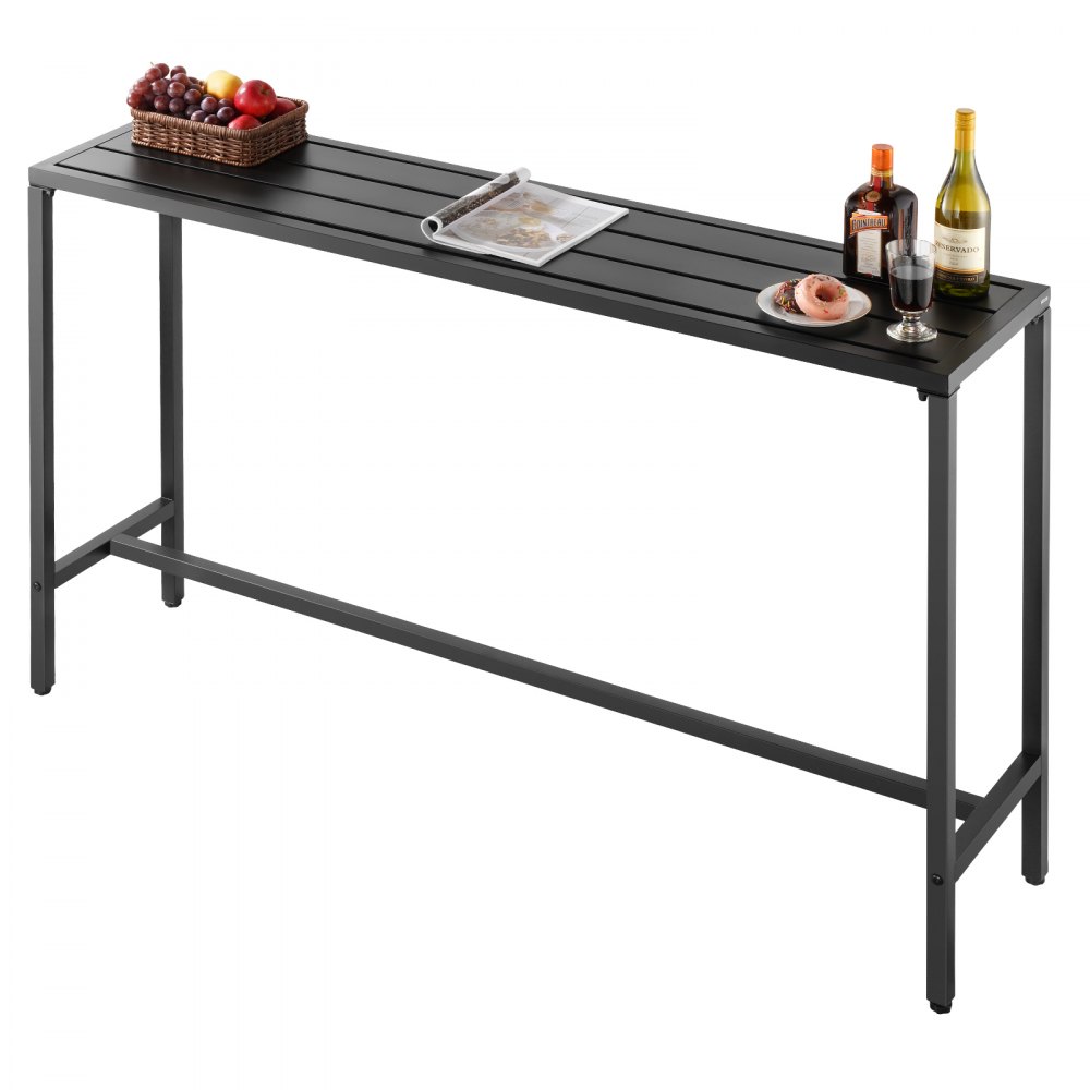 VEVOR Bartisch, 1600 x 375 x 980 mm, Stehtisch mit Metallgestell, rechteckige Esstische