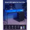 VEVOR Computertisch Bürotisch Schreibtisch mit intelligenten LED-Leuchten & Steckdosen – Bild 2