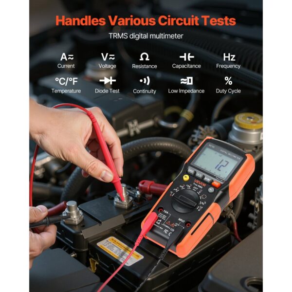 VEVOR Digitalmultimeter, 6000-Count TRMS DC/AC-Voltmeter-Stromtester, automatischer Bereichswahl für Strom – Bild 2