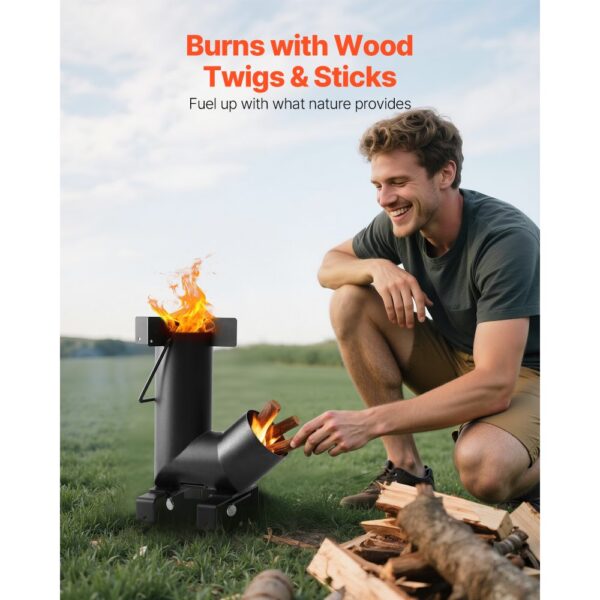 VEVOR Raketenofen, BBQ Rakete Holzofen aus Karbonstahl mit Tragetasche, Camping Outdoor-Campingkocher – Bild 2 VEVOR Raketenofen, BBQ Rakete Holzofen aus Karbonstahl mit Tragetasche, Camping Outdoor-Campingkocher – Bild 2
