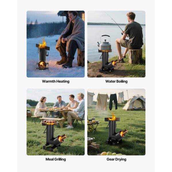 VEVOR Raketenofen, BBQ Rakete Holzofen aus Karbonstahl mit Tragetasche, Camping Outdoor-Campingkocher – Bild 3 VEVOR Raketenofen, BBQ Rakete Holzofen aus Karbonstahl mit Tragetasche, Camping Outdoor-Campingkocher – Bild 3