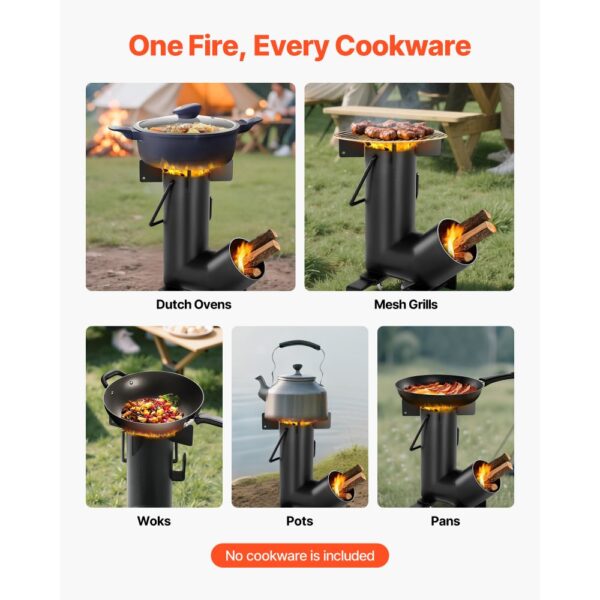 VEVOR Raketenofen, BBQ Rakete Holzofen aus Karbonstahl mit Tragetasche, Camping Outdoor-Campingkocher – Bild 5 VEVOR Raketenofen, BBQ Rakete Holzofen aus Karbonstahl mit Tragetasche, Camping Outdoor-Campingkocher – Bild 5