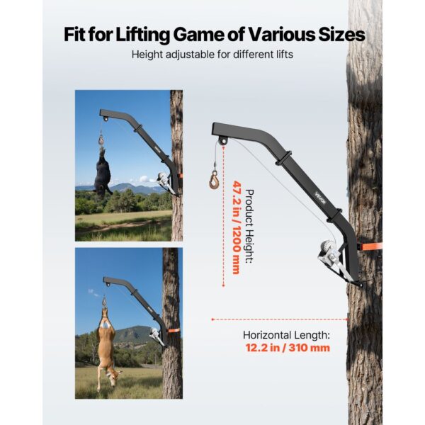 VEVOR Game Hoist zur Baummontage, Tragkraft 160 kg, 1200 x 310 x 130 mm – Bild 4