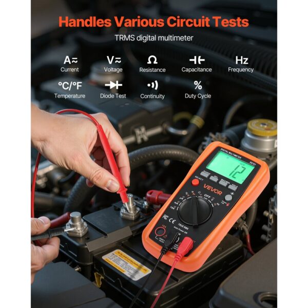 VEVOR Digitalmultimeter, 4000-Count TRMS DC/AC Voltmeter Stromtester, Auto-Ranging-Multimeter für Strom – Bild 2