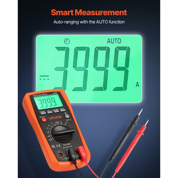 VEVOR Digitalmultimeter, 4000-Count TRMS DC/AC Voltmeter Stromtester, Auto-Ranging-Multimeter für Strom – Bild 4