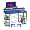VEVOR Computertisch Bürotisch Schreibtisch mit intelligenten LED-Leuchten & Steckdosen