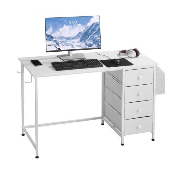 VEVOR Computertisch Bürotisch Schreibtisch (120 x 50 cm Tischplatte), Weiß