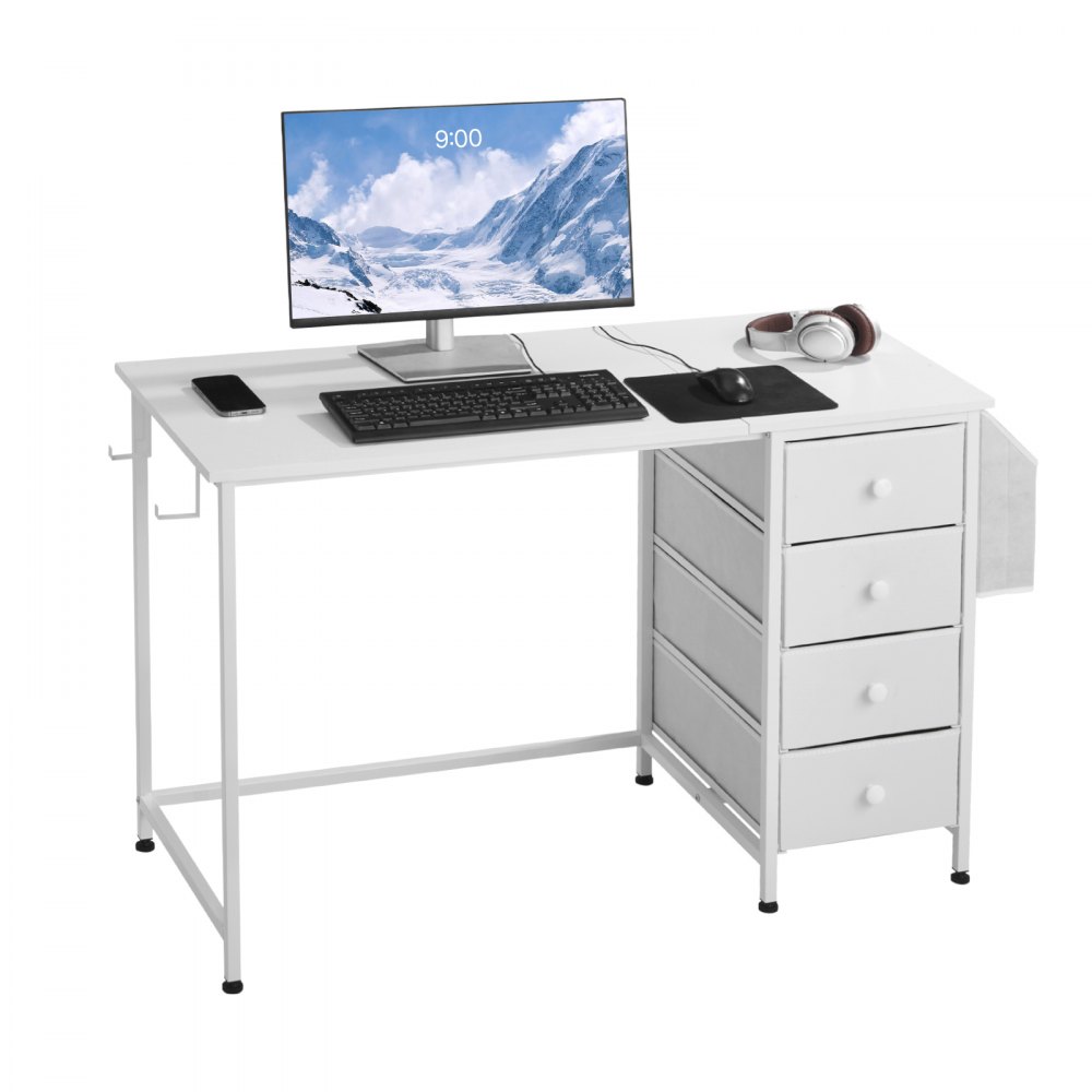 VEVOR Computertisch Bürotisch Schreibtisch (120 x 50 cm Tischplatte), Weiß