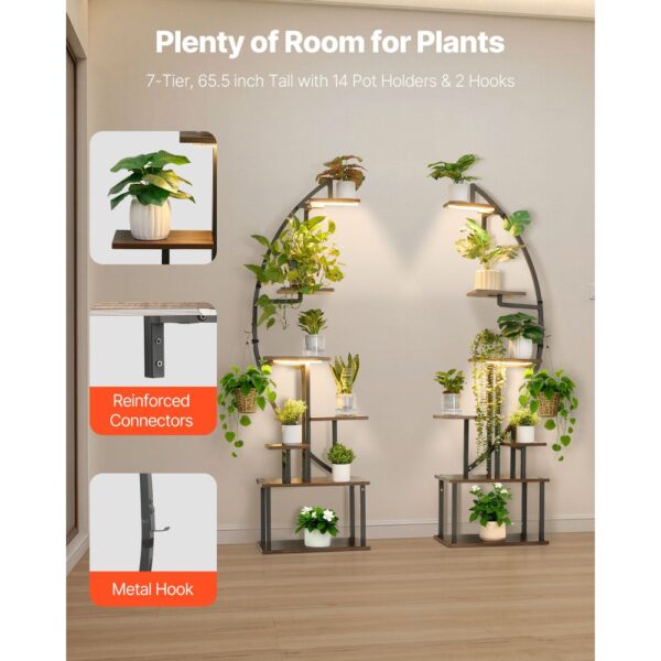 VEVOR Pflanzenständer mit Wachstumslichtern 2er Pack, 7-stufiger Blumenständer, 550x260x1665mm – Bild 2