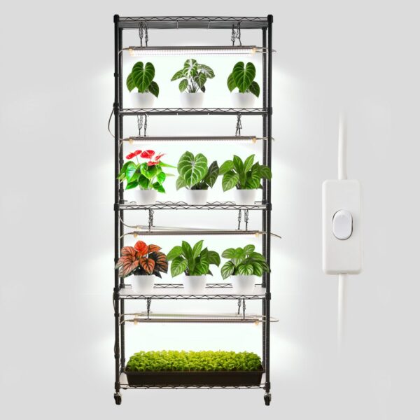 VEVOR DIY-Pflanzenregal mit Wachstumslichtern, 192 W 5000 K Vollspektrum-Lichter, 750x350x1800mm