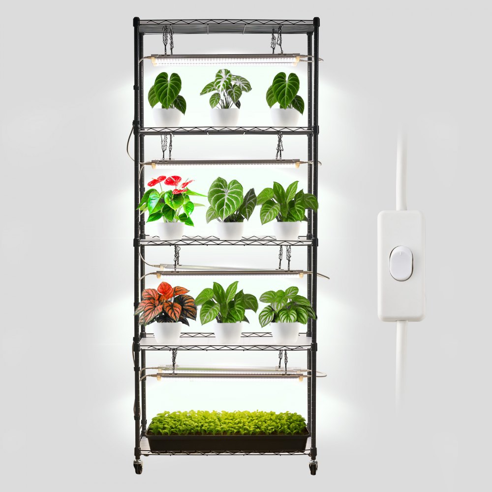 VEVOR DIY-Pflanzenregal mit Wachstumslichtern, 192 W 5000 K Vollspektrum-Lichter, 750x350x1800mm