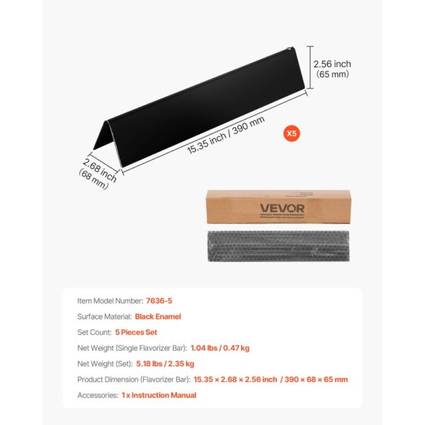VEVOR 5 Flavorizer Bars Aromaschienen Flammenverteiler (porzellanemaillierter Stahl) für Grills – Bild 2