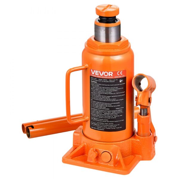 VEVOR hydraulischer Wagenheber Flaschenwagenheber 12 t 205–400 mm Hubbereich, Orange
