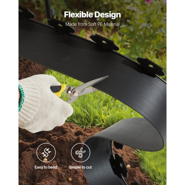 VEVOR Rasenkante, 20 m x 10 cm, Kunststoff-Gartenbegrenzung mit 60 Spikes & 2 Erdspießen – Bild 5