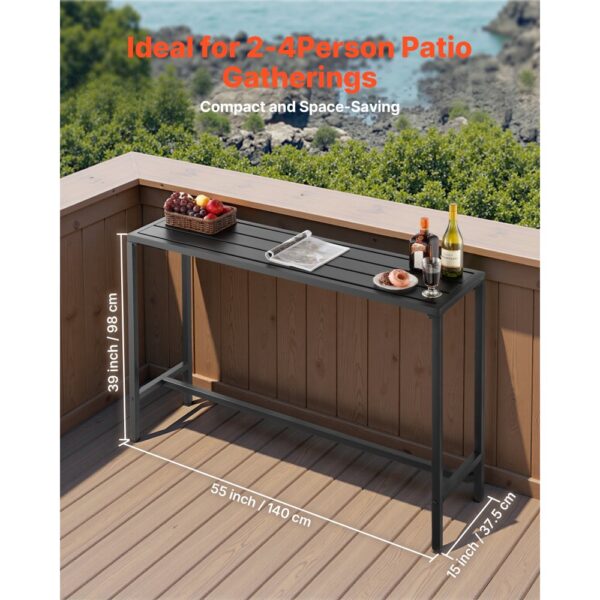 VEVOR Bartisch, 1400 x 375 x 980 mm, Stehtisch mit Metallgestell, rechteckige Esstische – Bild 2