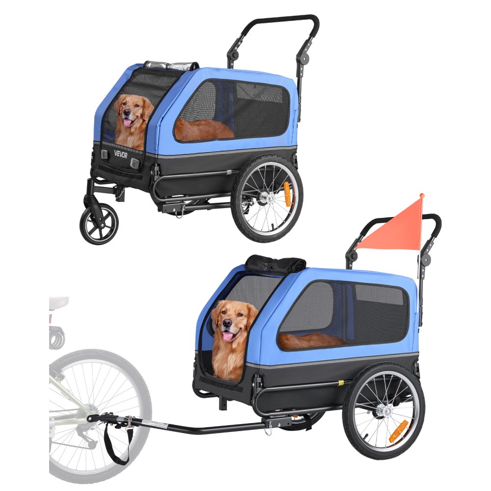 VEVOR Hundeanhänger, bis zu 40 kg, 2-in-1-Fahrradanhänger für kleine und große Hunde