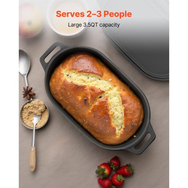 VEVOR Schmortopf aus emailliertem Gusseisen, 3,31 L Dutch Oven zum Backen von Sauerteigbrot – Bild 2 VEVOR Schmortopf aus emailliertem Gusseisen, 3,31 L Dutch Oven zum Backen von Sauerteigbrot – Bild 2