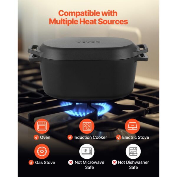 VEVOR Schmortopf aus emailliertem Gusseisen, 3,31 L Dutch Oven zum Backen von Sauerteigbrot – Bild 4 VEVOR Schmortopf aus emailliertem Gusseisen, 3,31 L Dutch Oven zum Backen von Sauerteigbrot – Bild 4
