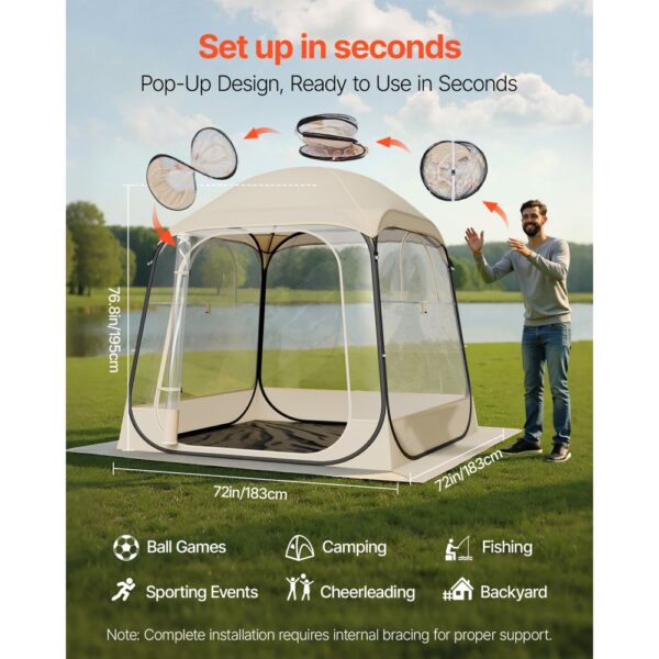 VEVOR Transparentes Zelt, 183x183x195 cm, Pop-up-Zelt für 5–6 Personen – Bild 2