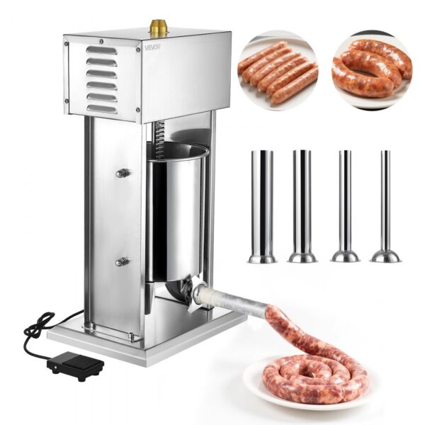 VEVOR elektrischer Wurstfüller 10 L Wurstfüllmaschine Fleischfüller mit stufenloser Geschwindigkeitsregelung
