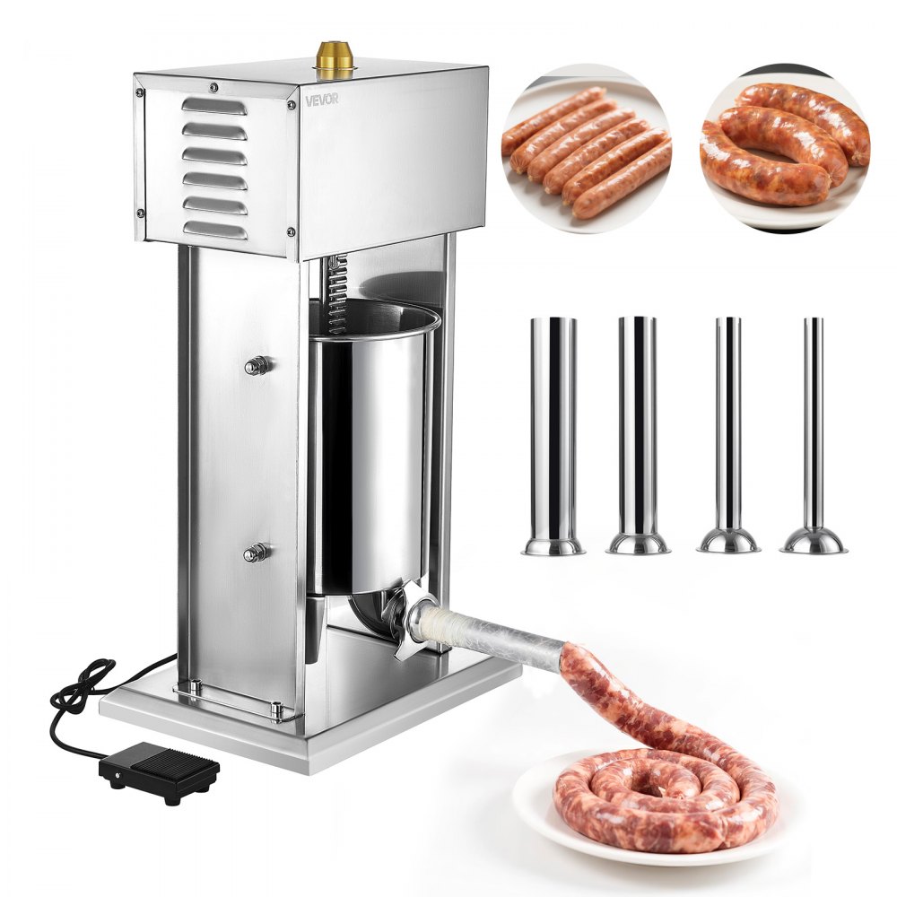 VEVOR elektrischer Wurstfüller 10 L Wurstfüllmaschine Fleischfüller mit stufenloser Geschwindigkeitsregelung