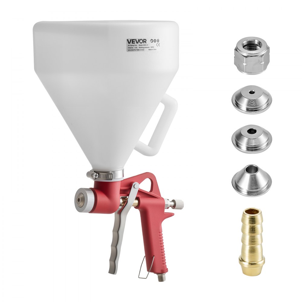 VEVOR Lackierpistole, 4,5 L Spritzpistole, Farbspritzgerät mit 3 Düsen (3,5 mm, 6 mm, 8 mm) für Popcorn