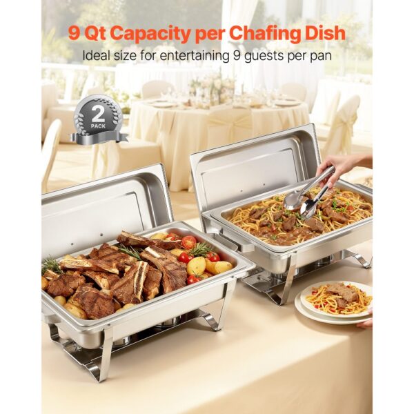 VEVOR rechteckiger Chafing Dish Set 8,5 L Speisenwärmer (2 Stk.) Buffet Warmhaltebehälter mit Griff – Bild 3