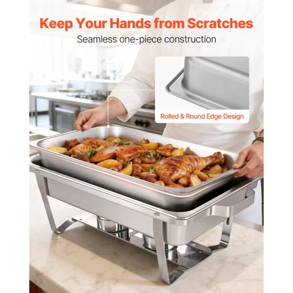 VEVOR rechteckiger Chafing Dish Set 8,5 L Speisenwärmer (2 Stk.) Buffet Warmhaltebehälter mit Griff – Bild 5
