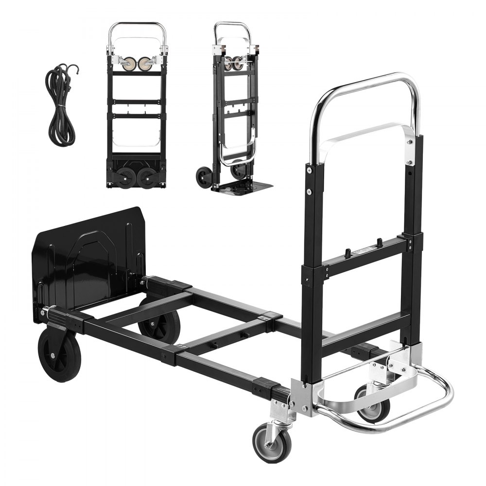VEVOR 2-in-1-Sackkarre, 227 kg Tragkraft im 4-Rad-Modus, umwandelbarer Transportwagen mit verstellbarem Griff