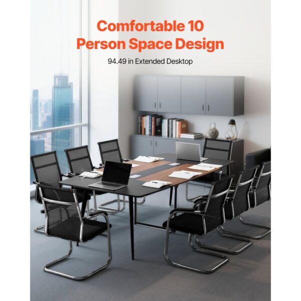 VEVOR Konferenztisch Besprechungstisch für 10 Personen 6-tlg. 240 x 120 cm bootförmiger Schreibtisch – Bild 2