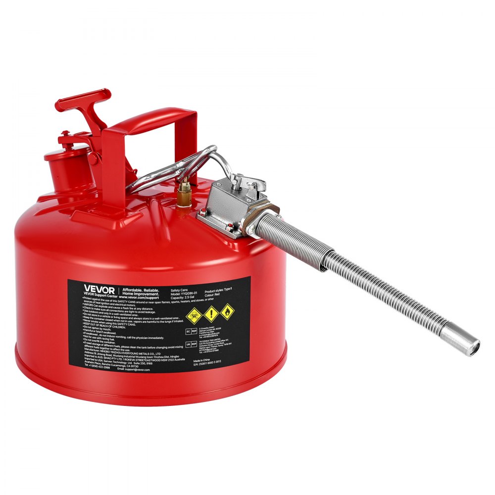 VEVOR Sicherheitskanister, 9,5 L, Typ II, Sicherheitsbehälter mit Flammensperre