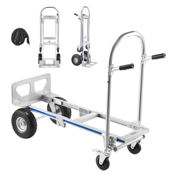 VEVOR 2-in-1-Sackkarre 454 kg, Transportkarre im 4-Rad-Modus, Tragbarer Handwagen Transportwagen