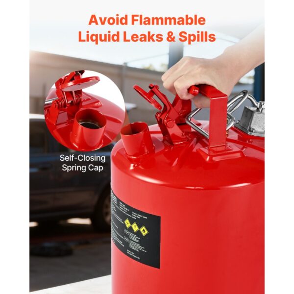 VEVOR Sicherheitskanister, 19 L Typ II Sicherheitsbehälter mit Flammensperre, Rot – Bild 2