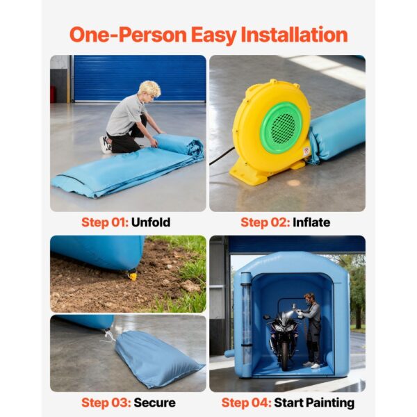 VEVOR aufblasbare Lackierkabine Spritzkabine 3 x 2,5 x 2,5 m, Runddach, 210D Oxford-Gewebe – Bild 5