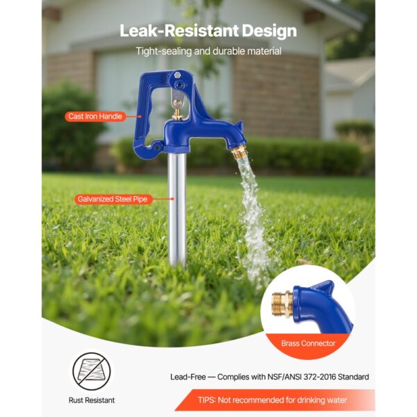 VEVOR Frostsicherer Gartenhydrant, 980 mm, Außenwasserhahn mit 304,8 mm Eingrabetiefe – Bild 3