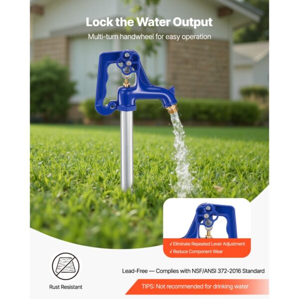 VEVOR Frostsicherer Hofhydrant, 980 mm, Außenwasserhahn mit 304,8 mm Eingrabetiefe – Bild 3