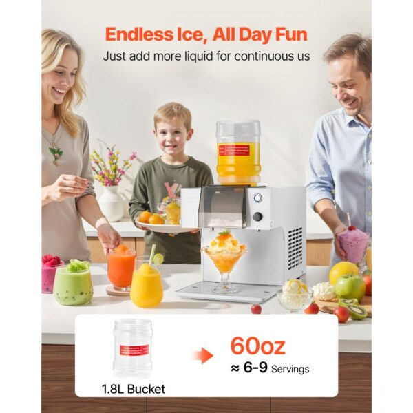 VEVOR Schneeflocken-Eismaschine, 60 kg/Tag Eis-Rasiermaschine, elektrischer Bingsu-Maschine mit 1,8 L Tank – Bild 4 VEVOR Schneeflocken-Eismaschine, 60 kg/Tag Eis-Rasiermaschine, elektrischer Bingsu-Maschine mit 1,8 L Tank – Bild 4