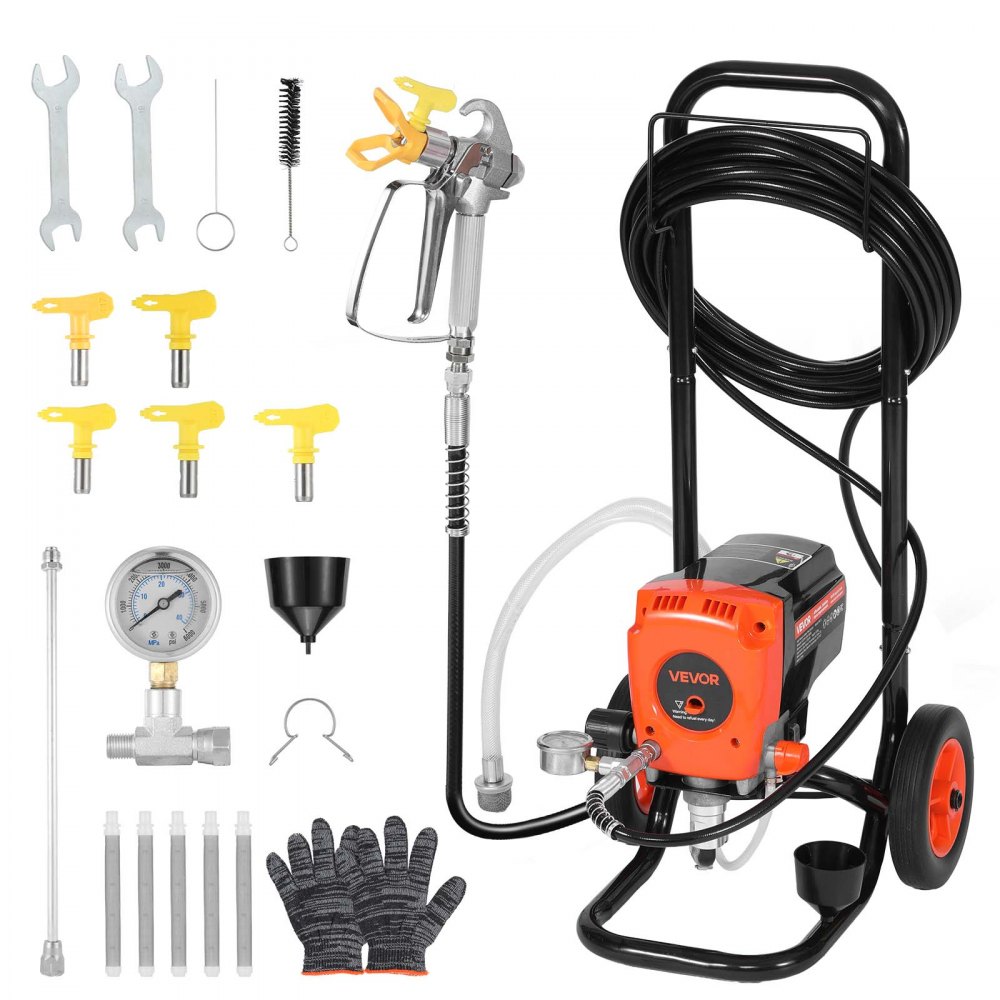 VEVOR Airless-Farbspritzgerät Sprühgerät mit Standfuß 900 W 3300 psi, Farbsprühgerät für Wohnungen, Gebäude