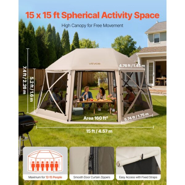 VEVOR Pop-up-Pavillon, 4,57 x 4,57 m, 13-seitiges, 360°-Belüftung, Partyzelt für 12–15 Personen – Bild 2