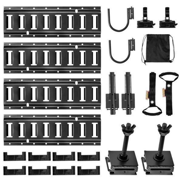 VEVOR E-Track-Zurrschienen-Set, 4er-Pack 0,4 m, 2 Werkzeughalter, 2 Schienenregalhalterungen