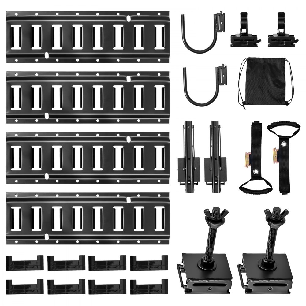 VEVOR E-Track-Zurrschienen-Set, 4er-Pack 0,4 m, 2 Werkzeughalter, 2 Schienenregalhalterungen