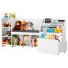 VEVOR Kinderregal mit Sitzbank & Rückenlehne & Bücherregal & Spielzeug-Organize, 170 x 40 x 80 cm, weiß