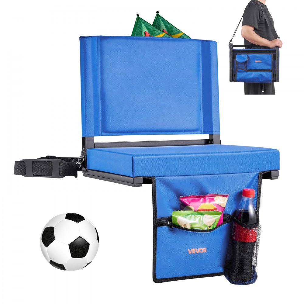 VEVOR Stadionsitz klappbarer Tribünenstuhl mit Rückenlehne, Stadionstuhl (431,8 mm breit) Blau 1 Stk.