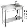 VEVOR Spültisch Spülbecken Edelstahl (1200 x 500 x 1055 mm), Einzelbecken mit Wasserhahn & Rädern VEVOR Spültisch Spülbecken Edelstahl (1200 x 500 x 1055 mm), Einzelbecken mit Wasserhahn & Rädern